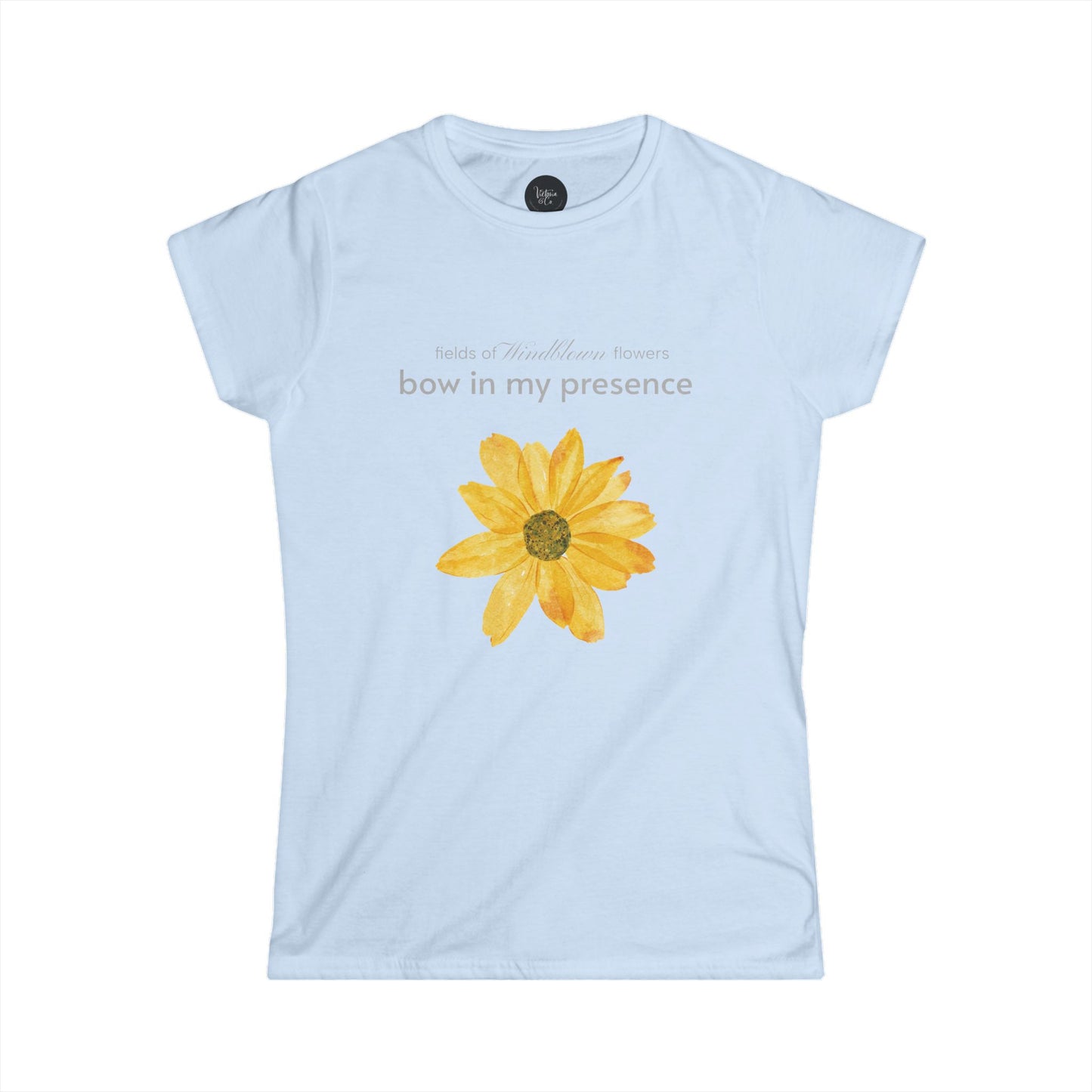 Women's Sassy Bow In My Presence Softstyle Tee | Sunflower Adorned | Victoria & Co.