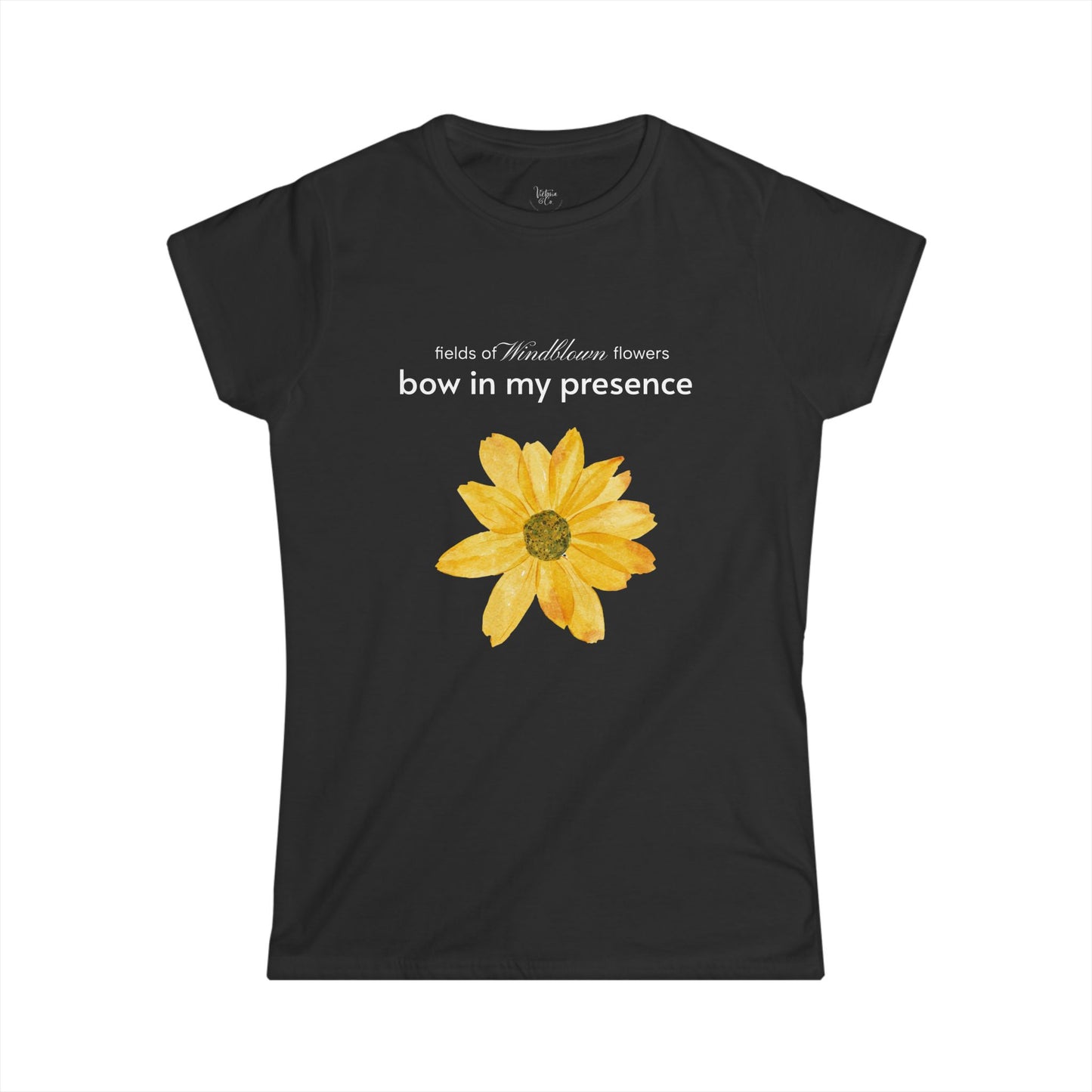 Women's Sassy Bow In My Presence Softstyle Tee | Sunflower Adorned | Victoria & Co.