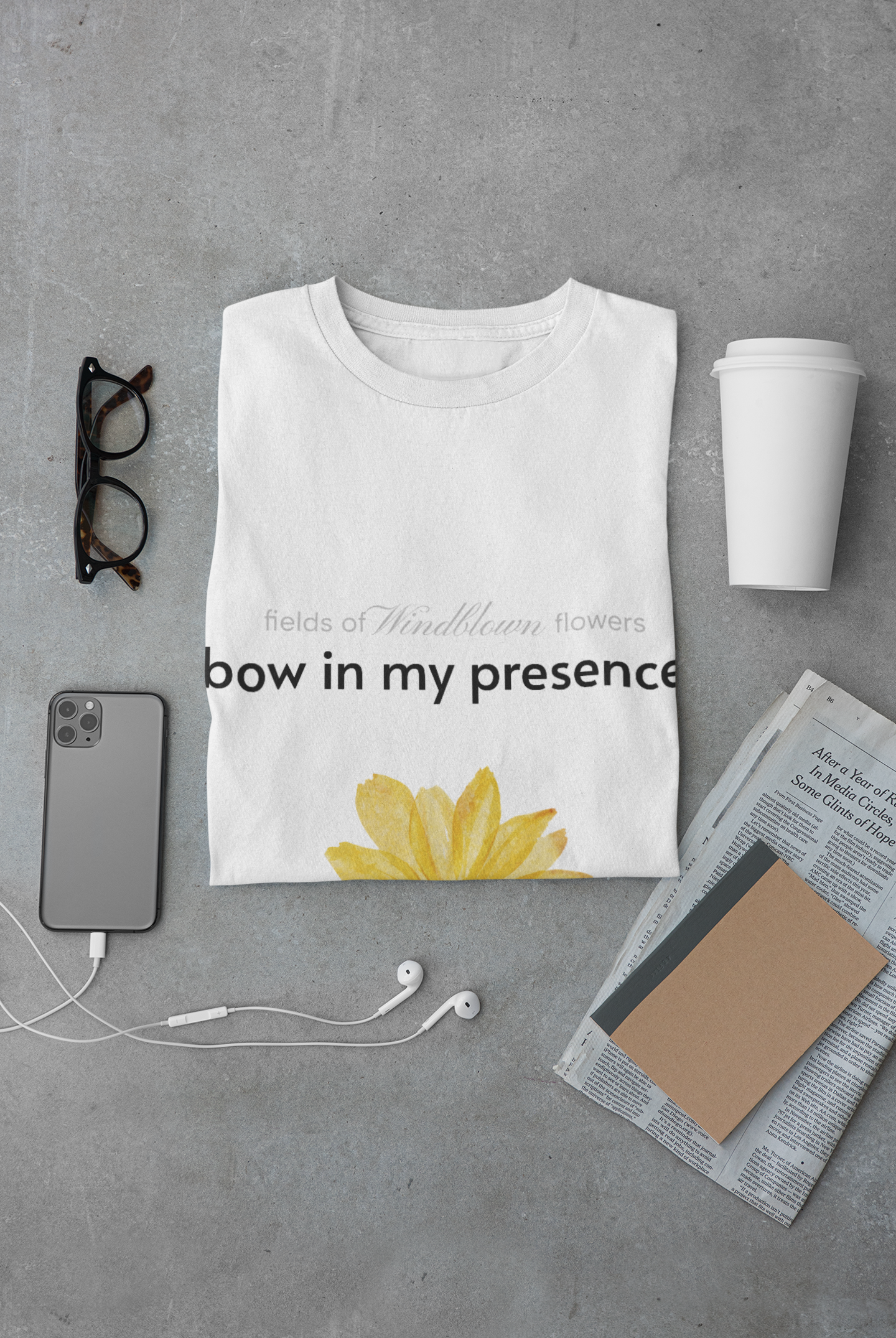 Women's Sassy Bow In My Presence Softstyle Tee adorned with a sunflower by Victoria & Co.