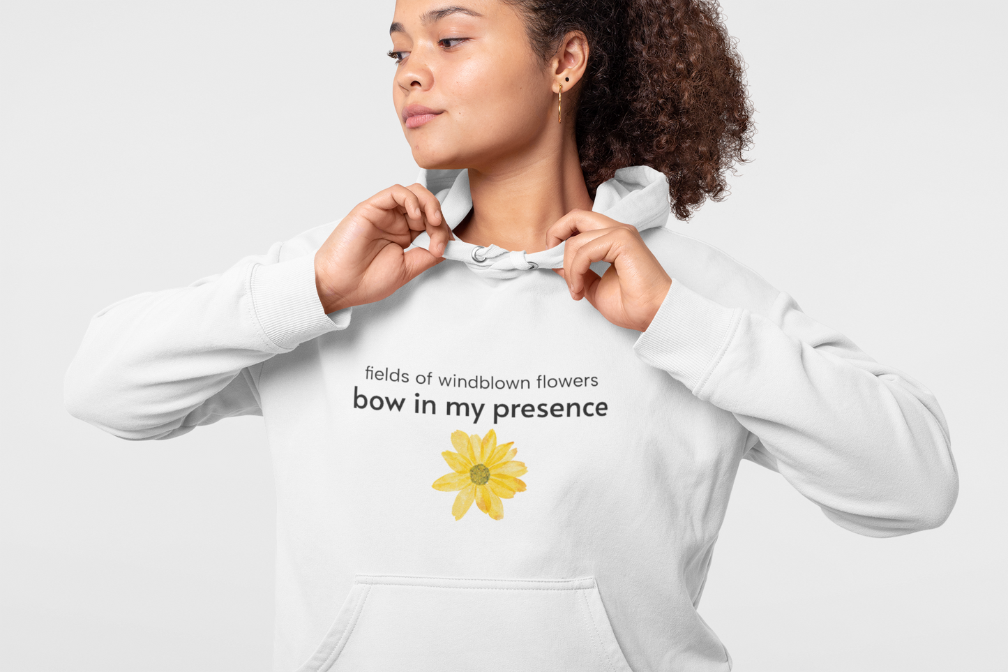 Personalizable Sassy  | Cozy Sunflower Adorned Drawstring Hoodie Soft CottonPoly Blend with Kangaroo Pocket and Drawstring Hood