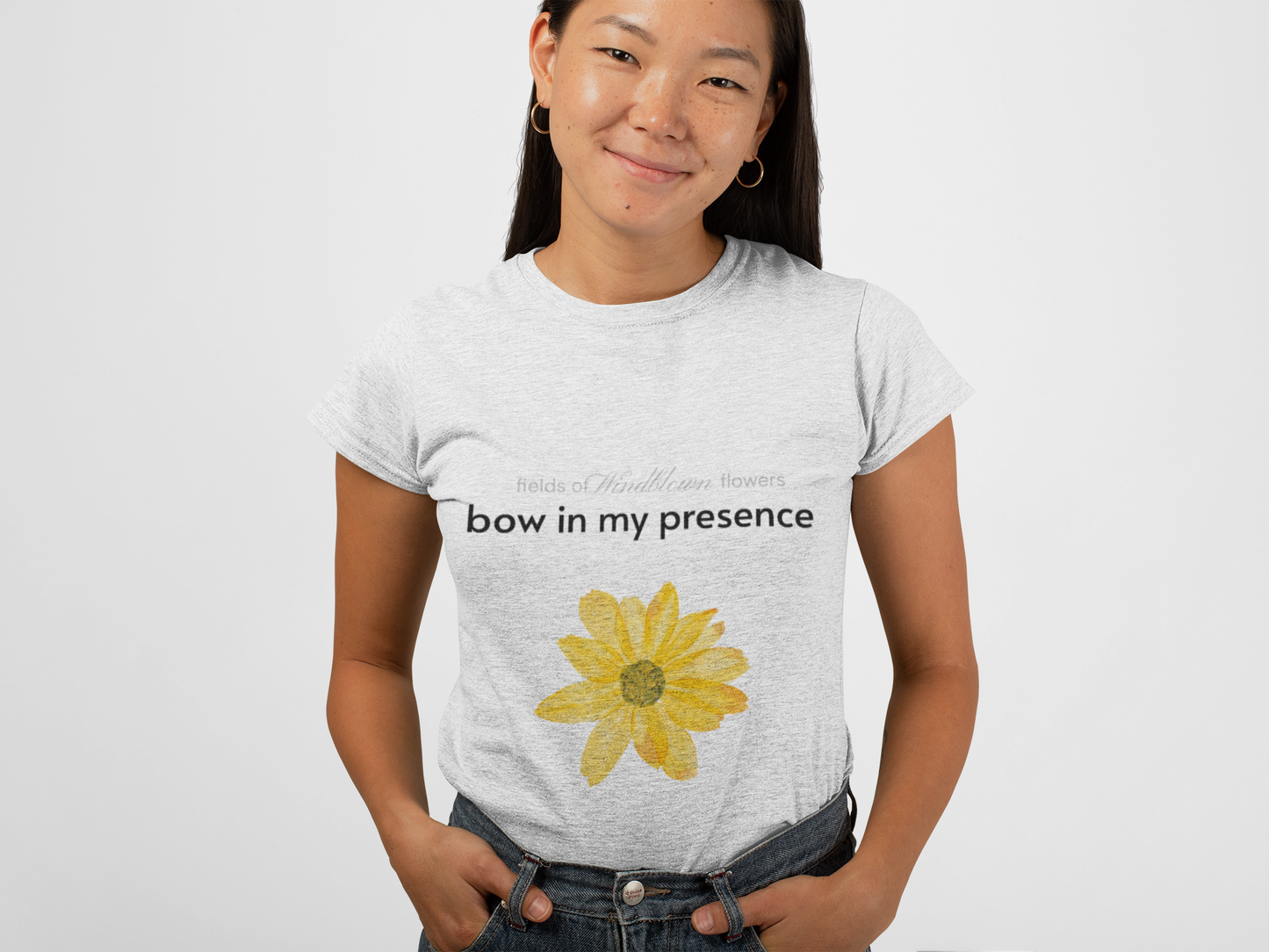 Women's Sassy Bow In My Presence Softstyle Tee | Sunflower Adorned | Victoria & Co.
