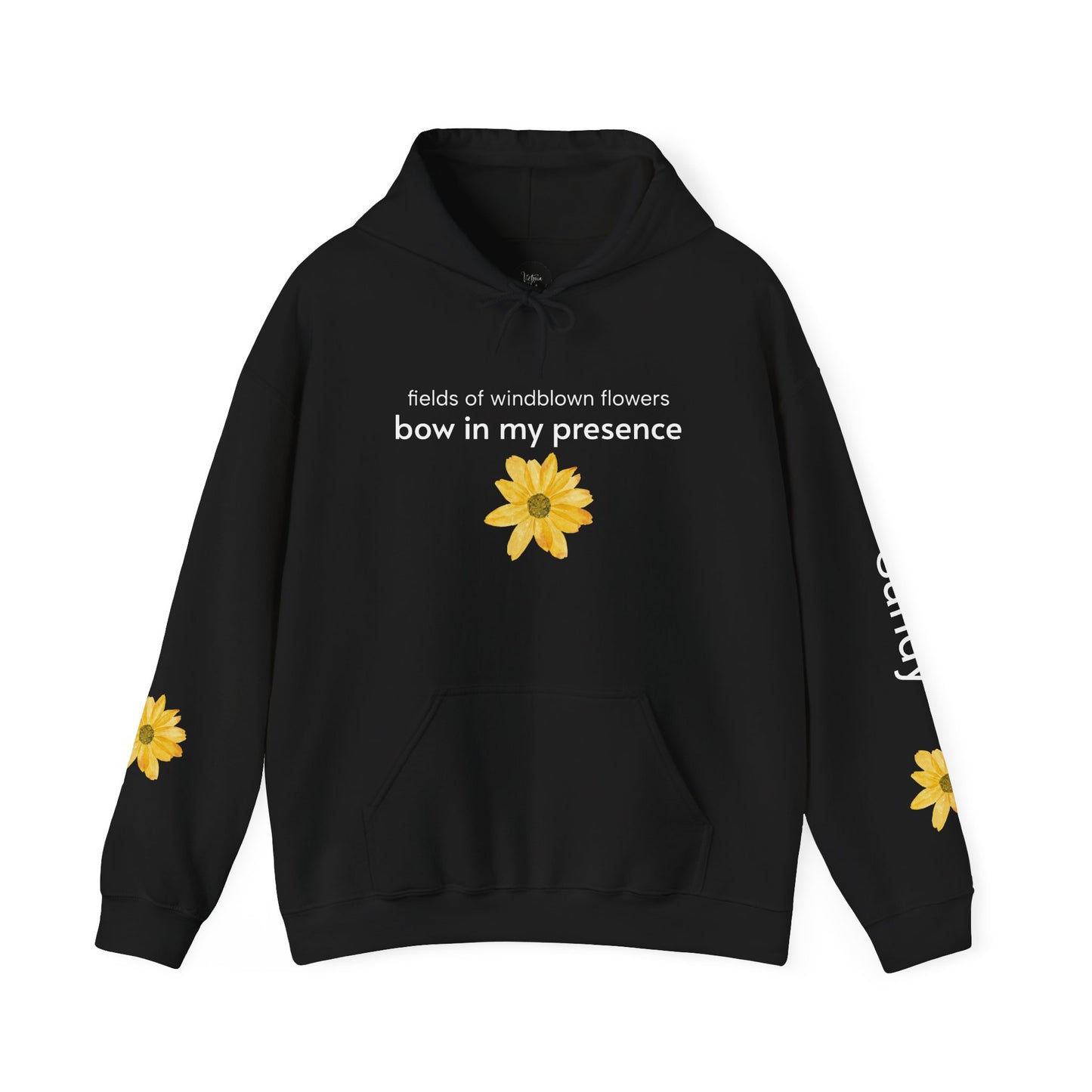 Personalizable Sassy | Cozy Sunflower Adorned Drawstring Hoodie Soft CottonPoly Blend with Kangaroo Pocket and Drawstring Hood